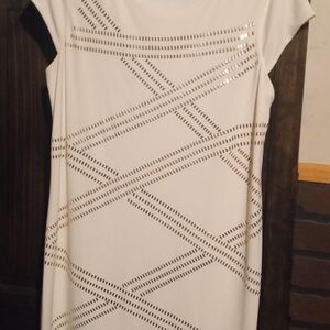 Thalia Sodi White Dress with Gold Detailing